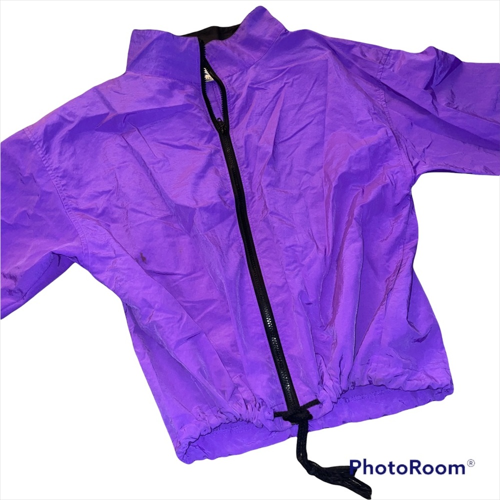 Hana Long Sleeve Purple Black Drawstring Jacket Women Sz Medium